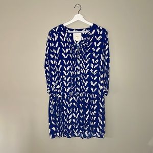 Maeve for Anthropologie Tunic Dress Blue And White Print Size S
